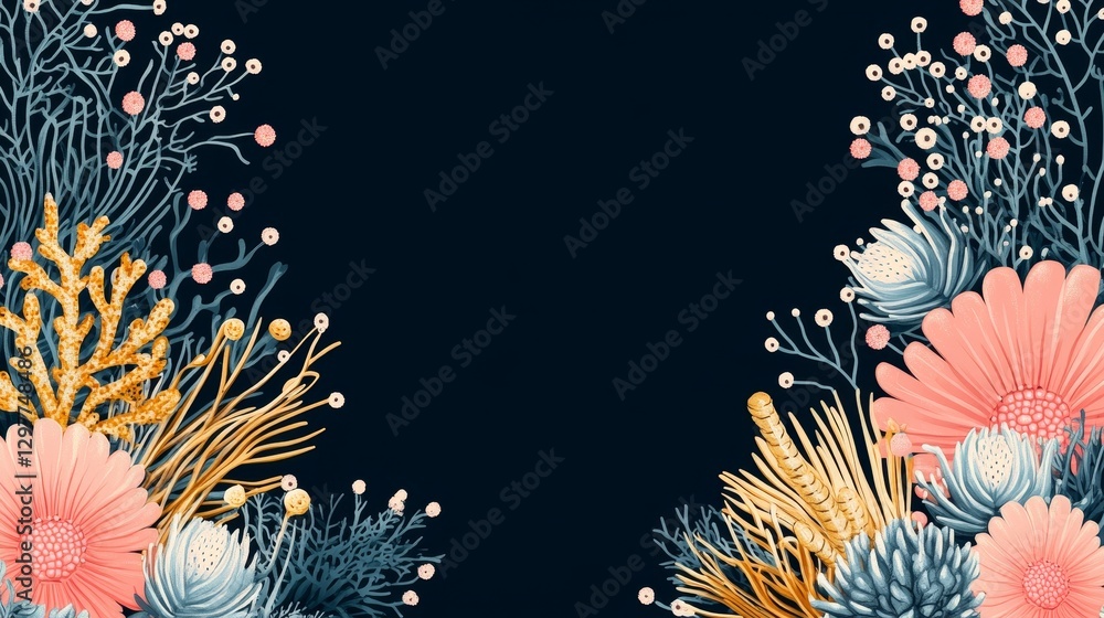 Poster elegant floral arrangement on dark canvas ideal for cards and invites adding sophistication to brand