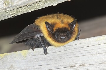 Bat roosting in an old house. Stock photo