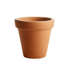 Simple terracotta clay flower pot isolated on transparent background (PNG)