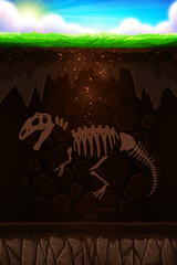 dinosaur's bones underground vertical background