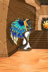 Inside an egyptian pyramid vertical background