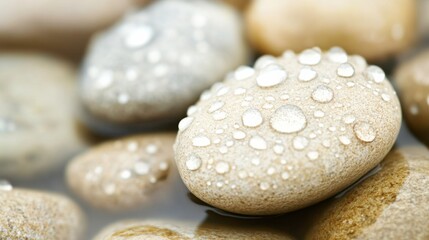 Wet Rocks with Sparkling Droplets in Natural Light