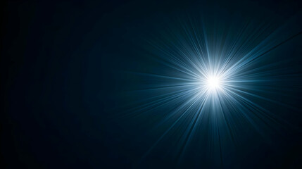Abstract Blue Light Burst With Bright Flare Center And Dark Background