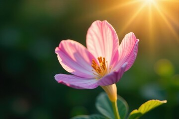Fototapeta premium A delicate soapwort bloom opens its petals to greet the sun, blooming, flower, morning