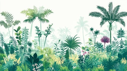 Ethereal botanical landscape with misty trees and subtle colors evoking calm nature scenery suitable for background and design element