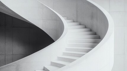 Fototapeta premium Modern concrete spiral staircase, interior design, architecture, background wall