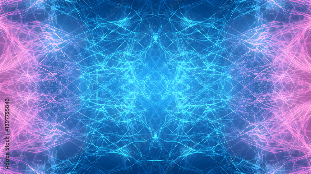 Poster abstract digital artwork displaying blue and pink light energy with dynamic lines and particle effec
