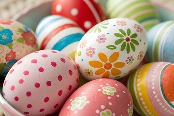 Colorful Easter eggs in a bowl