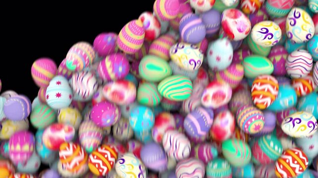 A playful and seamless transition effect featuring colorful Easter eggs on an alpha channel, perfect for Easter-themed videos and animations.