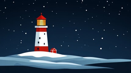 Pixelated lighthouse amidst starlit ocean embodies nostalgic charm retro gaming aesthetic and inviting beacon guiding through the night