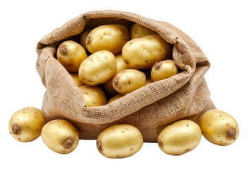 a bag of potatoes isolated on white background