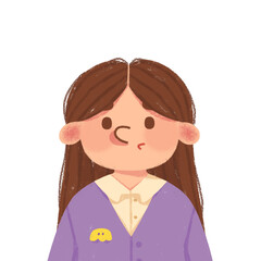 Illustration portrait of girl wearing cardigan