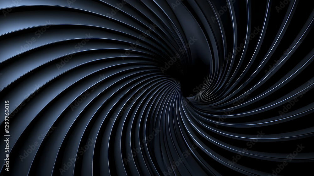 Aufkleber dark blue metallic spiral pattern with dynamic swirl and geometric abstract design