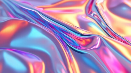 Fototapeta premium holographic foil with a digital-inspired metallic sheen, blending neon and iridescent colors in a captivating abstract pattern.