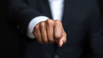 Obraz premium hand with a clenched fist is displayed prominently, exuding confidence and assertiveness