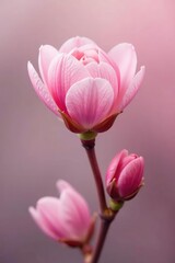 Fototapeta premium Soft pink petals unfolding on a delicate stem, buds, spring, floral