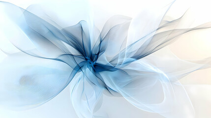 Abstract Blue And White Floral Design With Delicate Petals And Flowing Lines