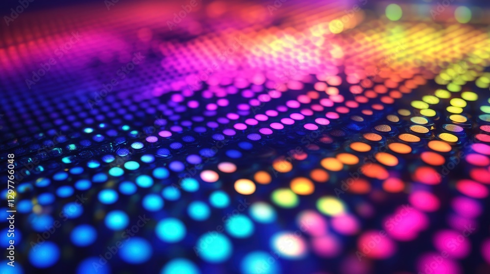 Poster holographic background with a subtle texture, reflecting an array of bright, liquid-like neon colors