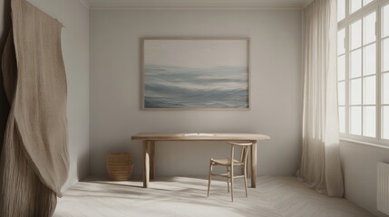 Fototapeta premium Bright Minimalist Office Space with Natural Light