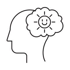 Happy Mind Brain with Sun Icon
