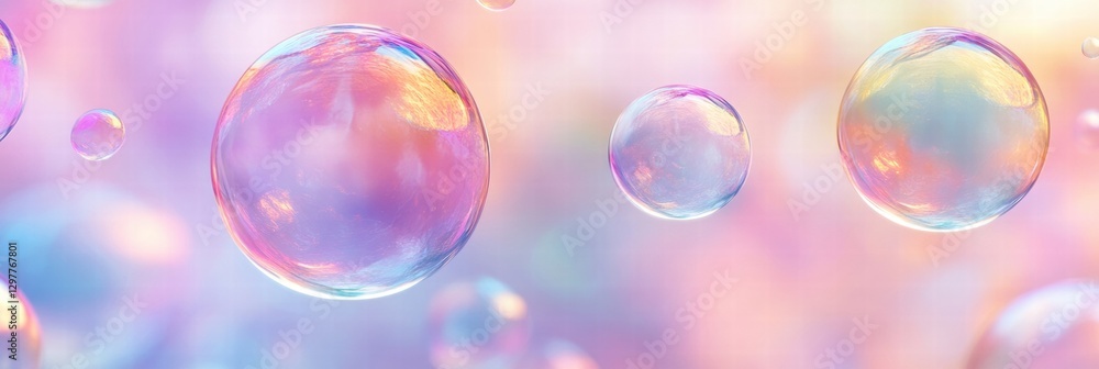 Fototapete colorful soap bubbles create a vibrant repeating pattern in a dreamy, blurred background at a sunny 