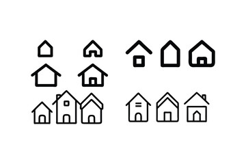 Obraz premium Simple Black Line Art House Icons for Real Estate or Design