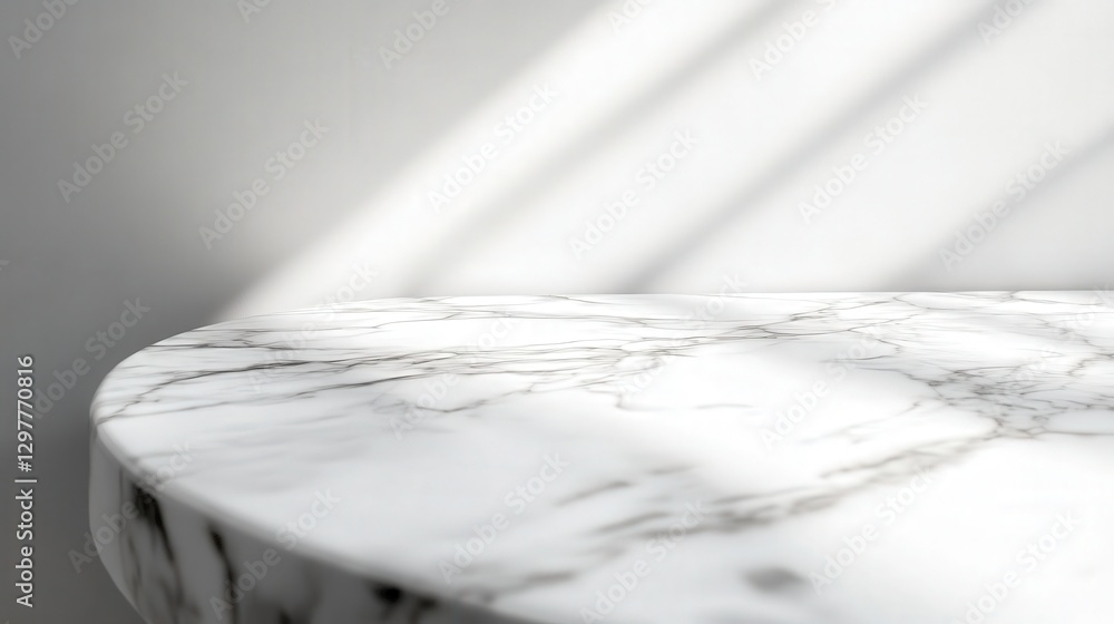 Poster carrara marble tabletop with smooth, elegant textures, illuminated by soft light, creating artistic 