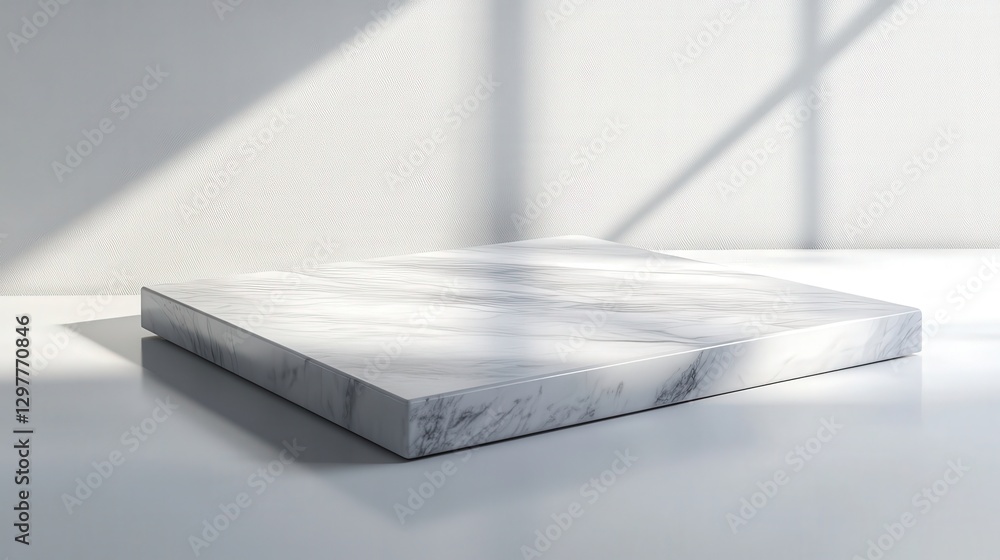 Aufkleber carrara marble tabletop with smooth, elegant textures, illuminated by soft light, creating artistic 
