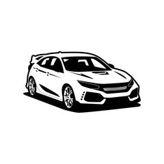 vector monochrome sports car sedan illustration
