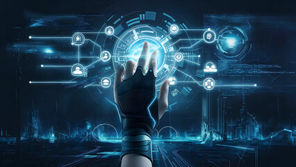 Fototapeta premium Futuristic Cybernetic Interface – Sci-Fi Digital Technology Concept