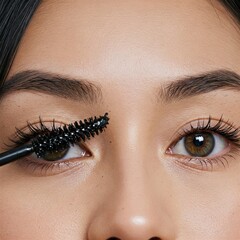 Natural Mascara Application &ndash; High-Quality Beauty and Cosmetics Promotional Image. Asian female.