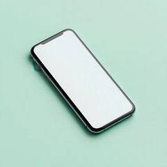 Blank Mobile Phone Screen on Light Green Background