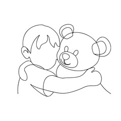 Childs Tender Embrace of Beloved Teddy Bear Toy