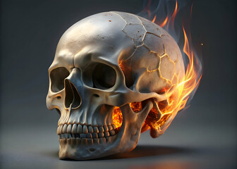 Flaming Skull. A Dark and Eerie Digital Art