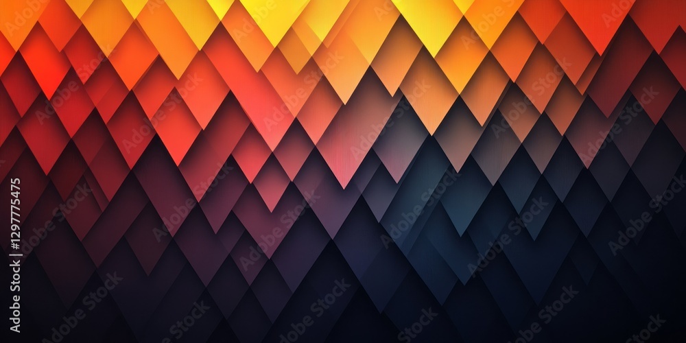 Poster abstract image features overlapping triangles with a vibrant gradient color