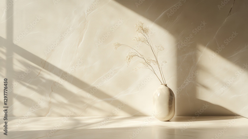 Poster marble tabletop with smooth textures, casting elegant and calming abstract shadows with minimal ligh