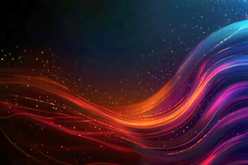 Colorful abstract wave design with glowing light effects.