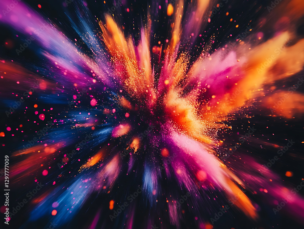 Poster vibrant color explosion abstract art digital creation dark background dynamic perspective visual con