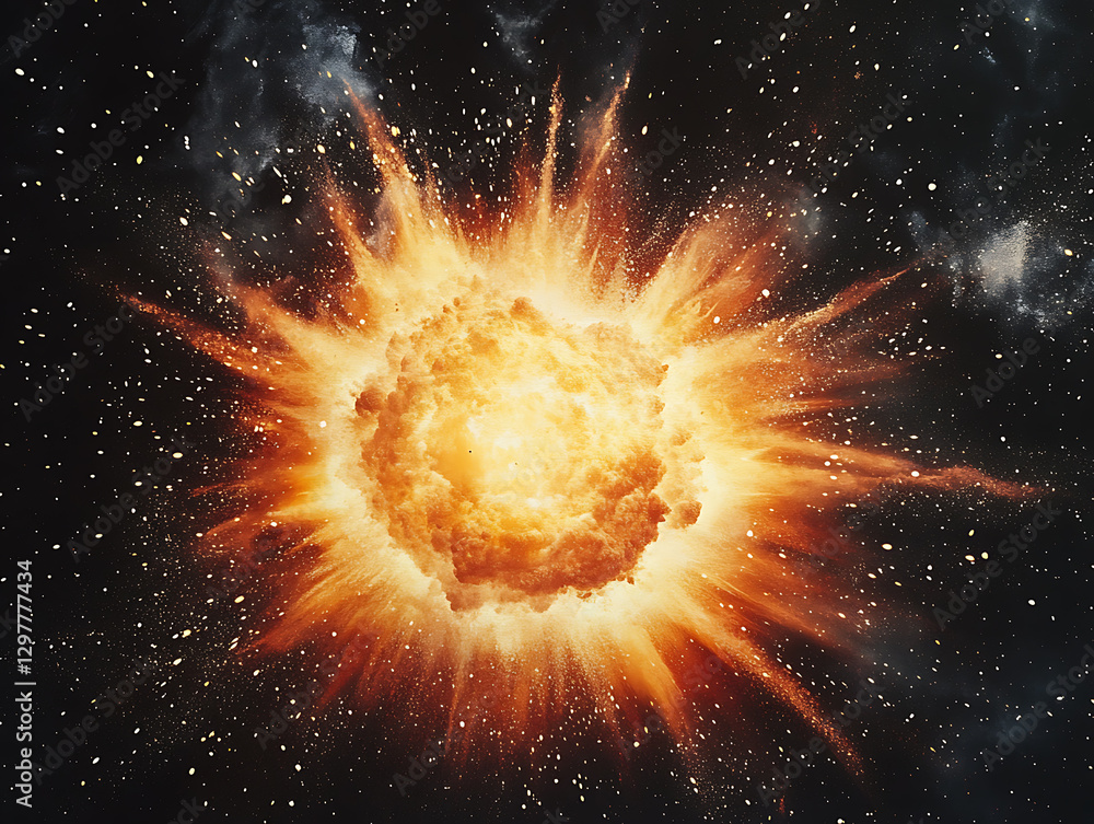 Poster cosmic explosion event outer space digital art nebula environment dramatic viewpoint celestial conce