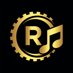 Industrial Logo combine with letter R vector template