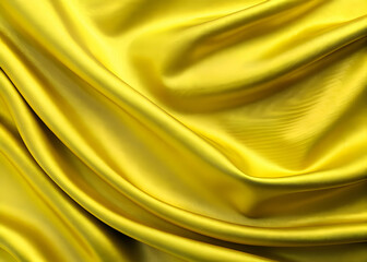 Fototapeta premium Golden Yellow Silk Fabric Texture. Luxurious Smooth Satin Background