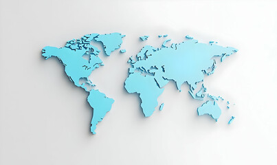 Abstract Blue Map of the World on a White Background Decor