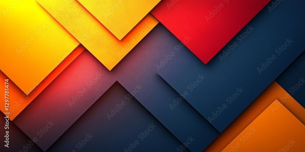 Poster geometric abstract composed of triangles arranged in layers of colors