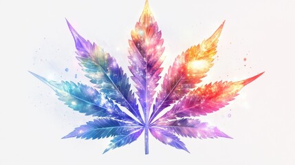 Obraz premium Colorful leaf with vibrant hues on a clean white background showcasing natural beauty and intricate details