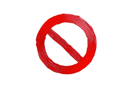 red prohibition symbol with diagonal line, conveying clear message of restriction or ban. This bold design is eye catching and easily recognizable