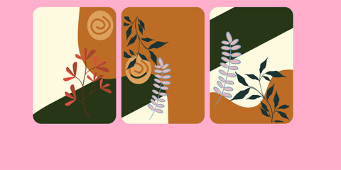 Botanical Greeting Card Set Hand Drawn Floral Illustration for Seasonal Invitations