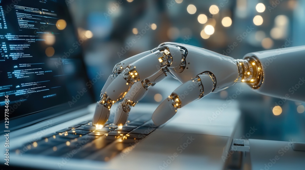 Poster business office where ai-powered data tools assist in decision-making, while a chatbot offers soluti