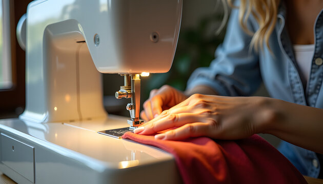 A woman working on a sewing machine - Powered by Adobe