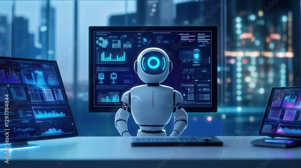 Poster business office with integrated ai tools that enhance data analysis and provide workflow automation,