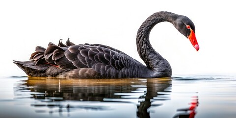 Black Swan Pool Fashion Photography: Elegant Swimwear, Dark Feathers, Water Reflections